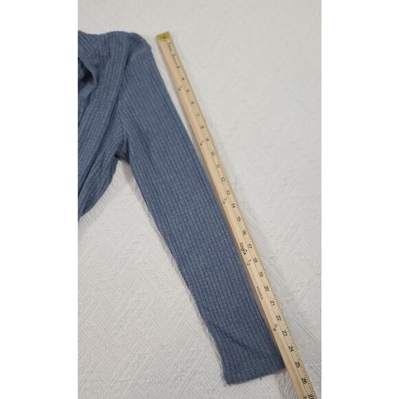 Awhile Haydee Brushed Waffle Hooded Duster Women's Size Large blue Cozy Office - Picture 6 of 10